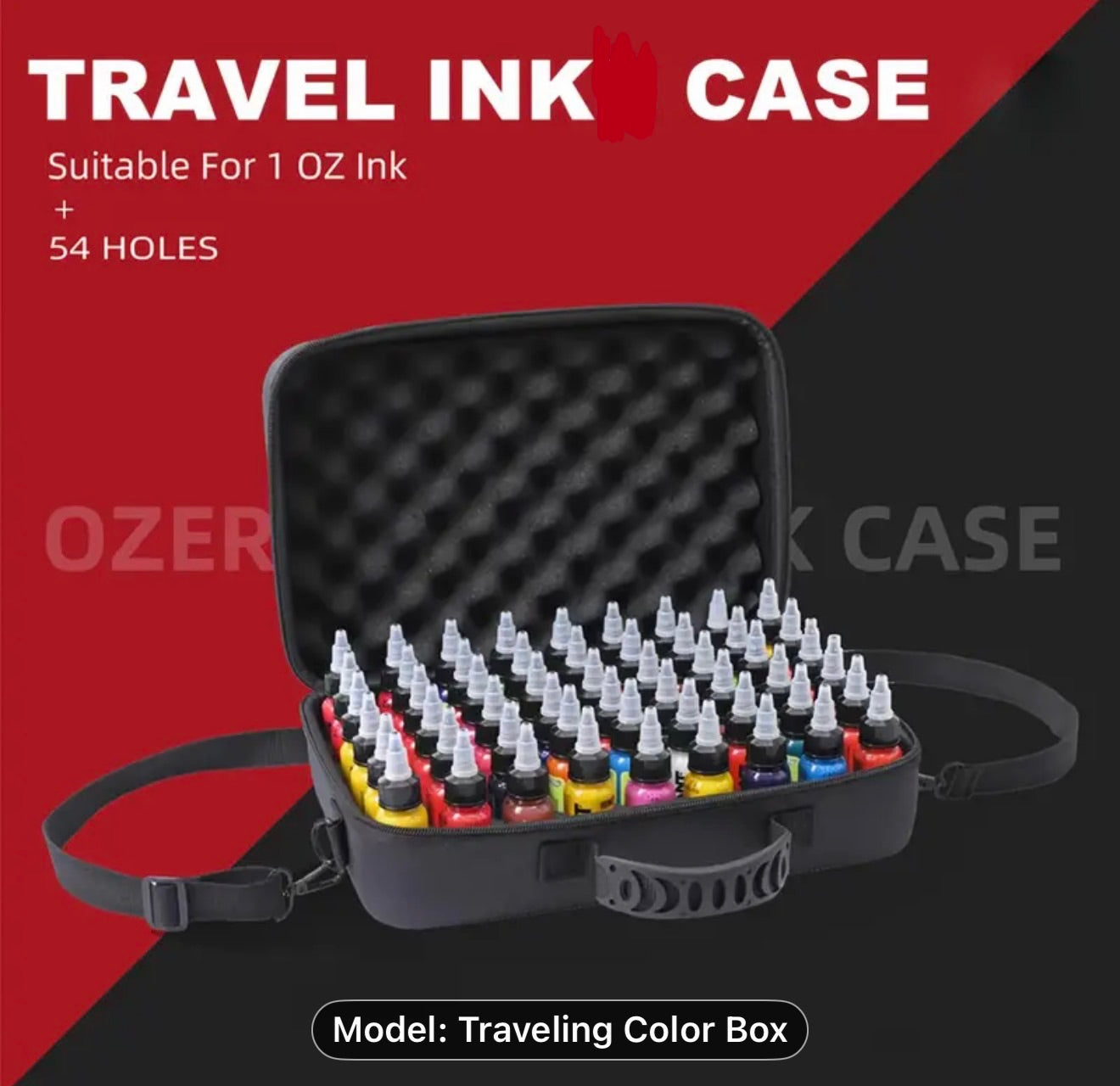 Extra Large Capacity Travel Tattoo Color Box – Holds 54 Bottles (1oz)