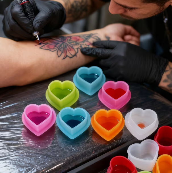 Heart Silicon Tattoo Cups