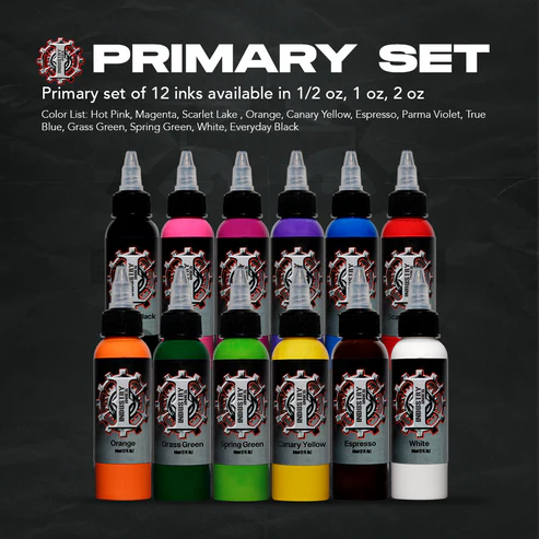 Industry Ink - Primary Color Tattoo Ink Set - 1oz