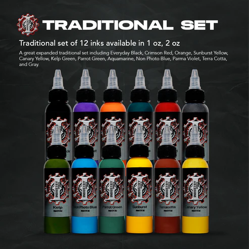 Industry Inks - Traditional Tattoo Ink Set - 1oz